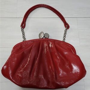 Lulu Guinness Red Patent Leather Clutch Bag
